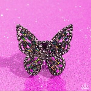 Paparazzi Multicolor Gunmetal Butterfly Ring